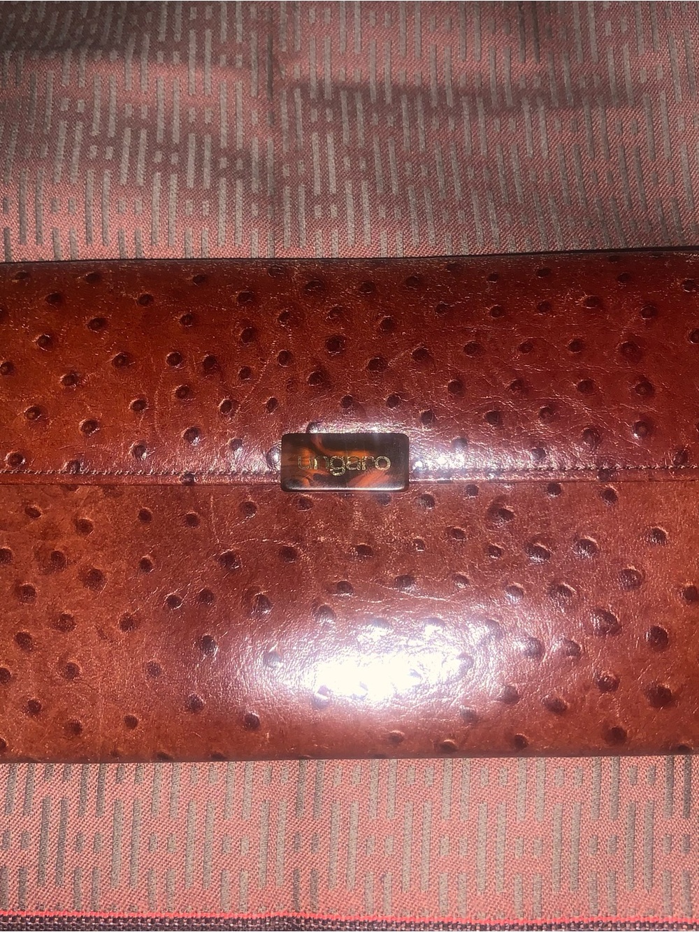 Ungaro Burnt Brown Ostrich-Texture Wallet